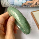 57.4mm A-Grade Natural Bluish Green Jadeite Modern Round Bangle No.151889
