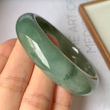 57.4mm A-Grade Natural Bluish Green Jadeite Modern Round Bangle No.151889