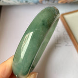 57.4mm A-Grade Natural Bluish Green Jadeite Modern Round Bangle No.151889