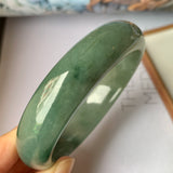 57.4mm A-Grade Natural Bluish Green Jadeite Modern Round Bangle No.151889