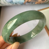 57.4mm A-Grade Natural Bluish Green Jadeite Modern Round Bangle No.151889