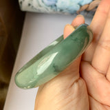 57.4mm A-Grade Natural Bluish Green Jadeite Modern Round Bangle No.151889