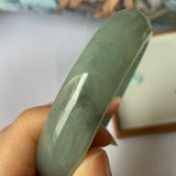 56.9mm A-Grade Natural Bluish Green Jadeite Modern Round Bangle No.151888