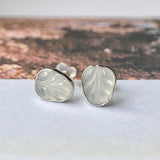 Icy A-Grade Natural Jadeite Bespoke Leaf Stud Earring No.180586