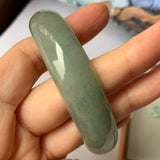 56.9mm A-Grade Natural Bluish Green Jadeite Modern Round Bangle No.151888