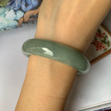 56.9mm A-Grade Natural Bluish Green Jadeite Modern Round Bangle No.151888