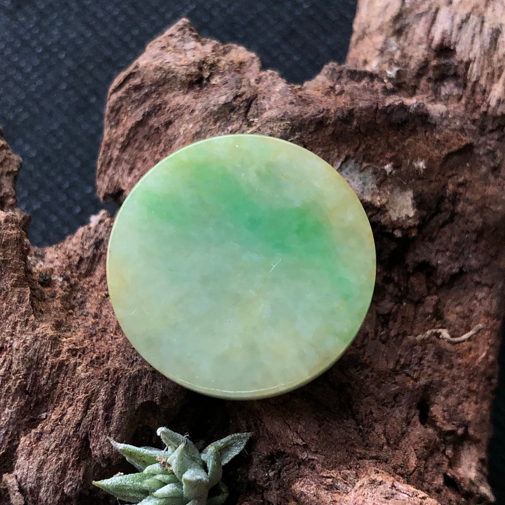 A-Grade Natural Yellow Green Jadeite Circle Pendant No.170571