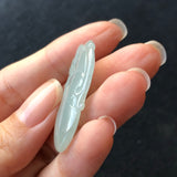A-Grade Type A Natural Light Green Jadeite Jade Bird/Peach Pendant No.170576