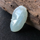A-Grade Type A Natural Light Green Jadeite Jade Bird/Peach Pendant No.170576