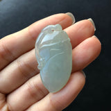 A-Grade Type A Natural Light Green Jadeite Jade Bird/Peach Pendant No.170576