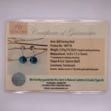 A-Grade Natural Royal Blue Jadeite Ball Earring Stud (18k White Gold and Diamonds) No.180118