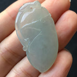 A-Grade Type A Natural Light Green Jadeite Jade Bird/Peach Pendant No.170576