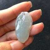 A-Grade Type A Natural Light Green Jadeite Jade Bird/Peach Pendant No.170576