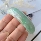 51.2mm A-Grade Natural Moss On Snow Jadeite Modern Round Bangle No.151655