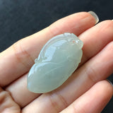 A-Grade Type A Natural Light Green Jadeite Jade Bird/Peach Pendant No.170576