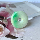 SOLD OUT - A-Grade Natural Moss On Snow Jadeite Donut Pendant No.171921