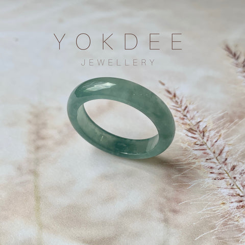 19mm A-Grade Natural Greenish Blue Jadeite Ring Band No.162130