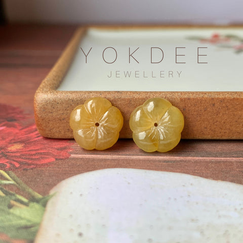 7.25 cts A-Grade Natural Yellow Jadeite Hibiscus Pair Shape No.180158
