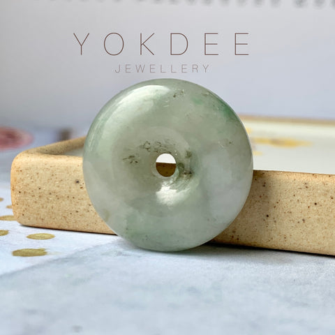 A-Grade Natural Yellowish Green Jadeite Donut Pendant No.220578