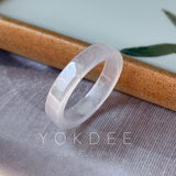 SOLD OUT - Icy 16.3mm A-Grade Natural Pink Jadeite Ring Band No.162192