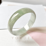 SOLD OUT: 50.8mm A-Grade Natural Light Green Jadeite Modern Round Bangle No.151851