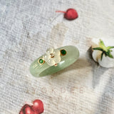 SOLD OUT: 17.1mm A-Grade Natural Jadeite Joseon Dynasty Plum Blossom Ring (Maehwa) No.162314