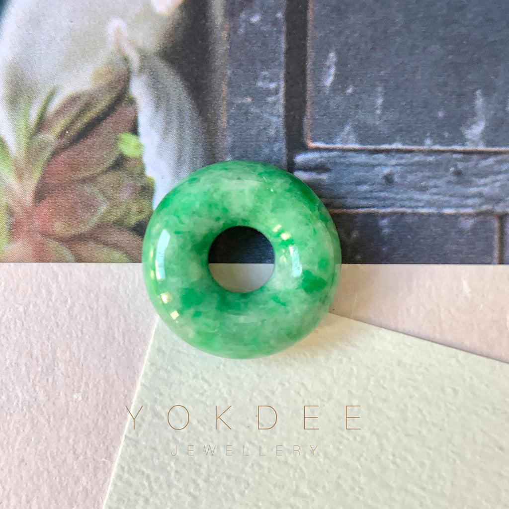 A-Grade Natural Floral Jadeite Bagel Piece No.171649