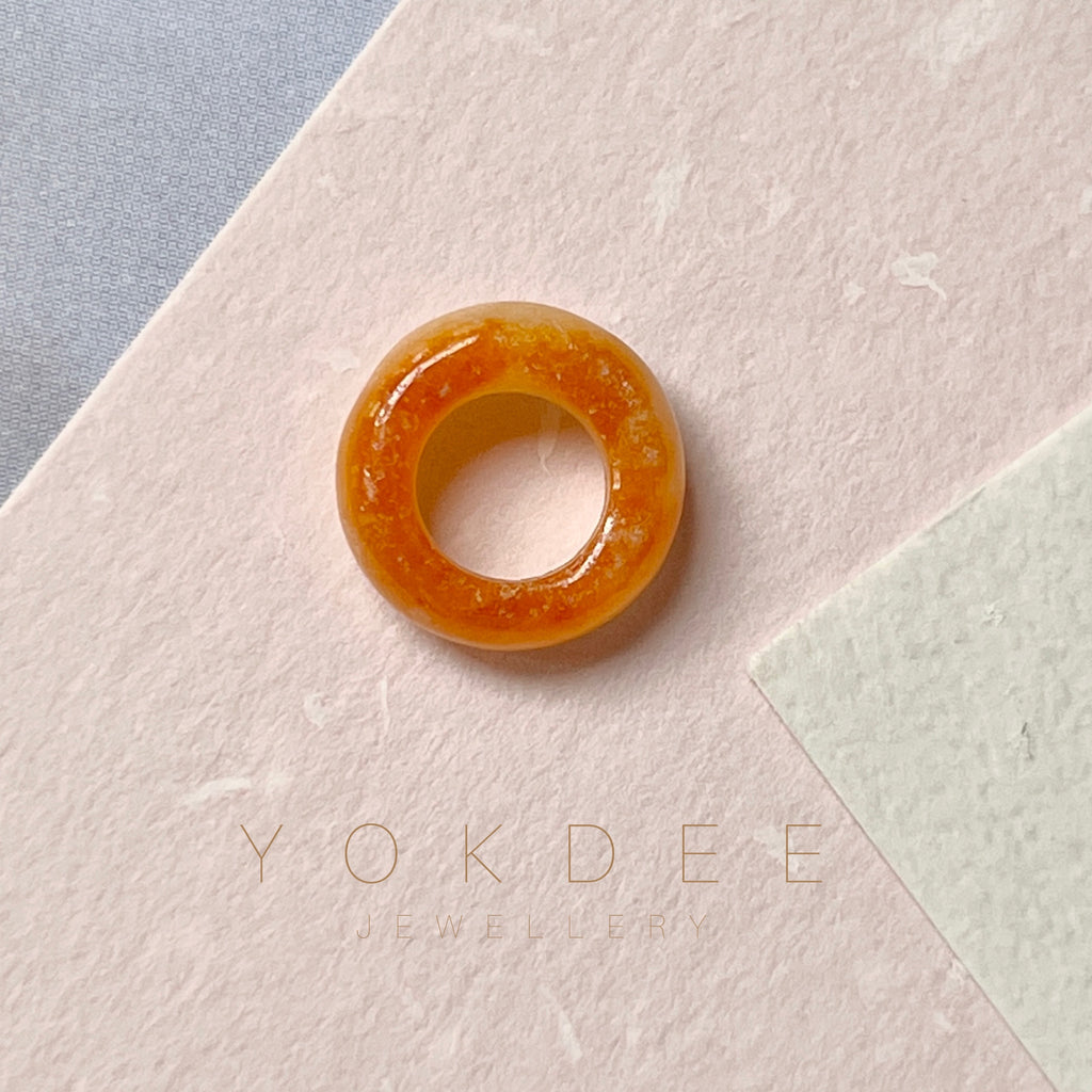 A-Grade Orangey Red Jadeite Bagel Piece No.172037