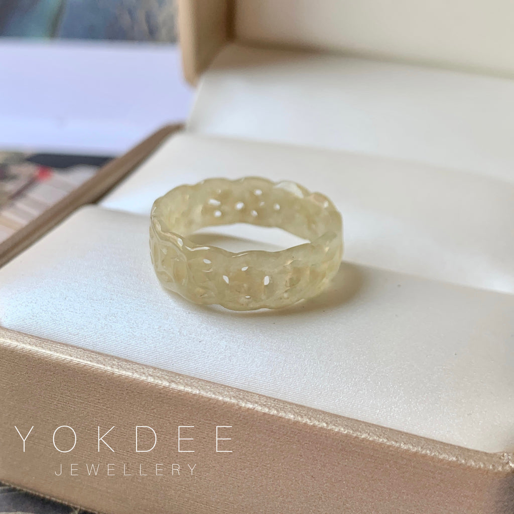 17.4mm A-Grade Natural Yellow Jadeite Ring Band No.161796