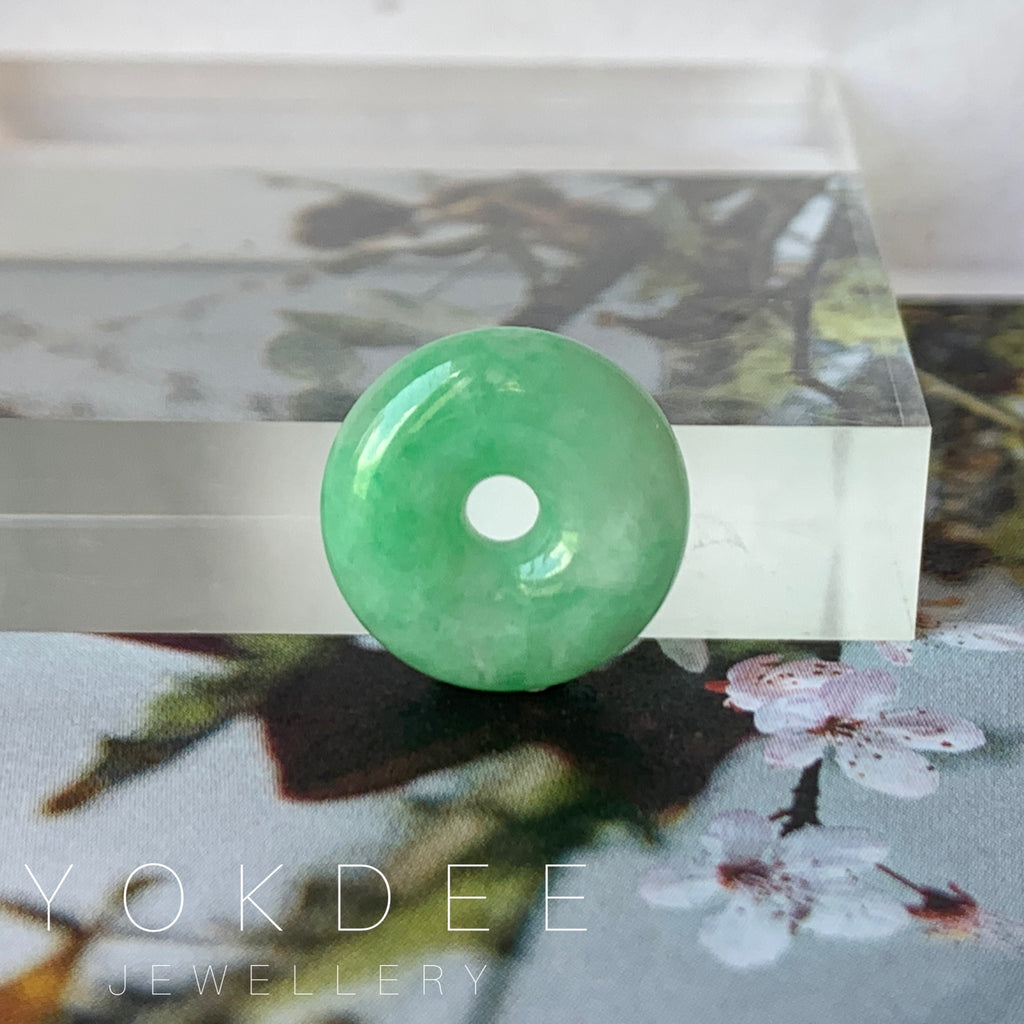 SOLD OUT: A-Grade Natural Moss on Snow Jadeite Donut Pendant No.171859
