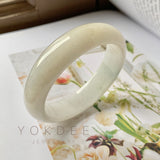 55.6mm A-Grade Natural White Jadeite Modern Round Bangle No.151948