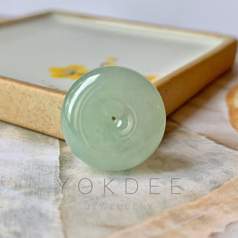 SOLD OUT: A-Grade Natural Light Green Jadeite Donut Pendant No.171769