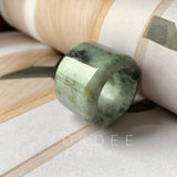 21mm A-Grade Natural Greyish Green Jadeite Archer Ring Band No.161396