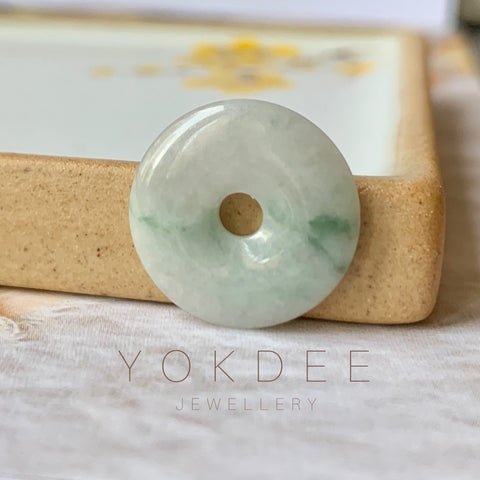 SOLD OUT: A-Grade Natural Floral Jadeite Donut Pendant No.171766