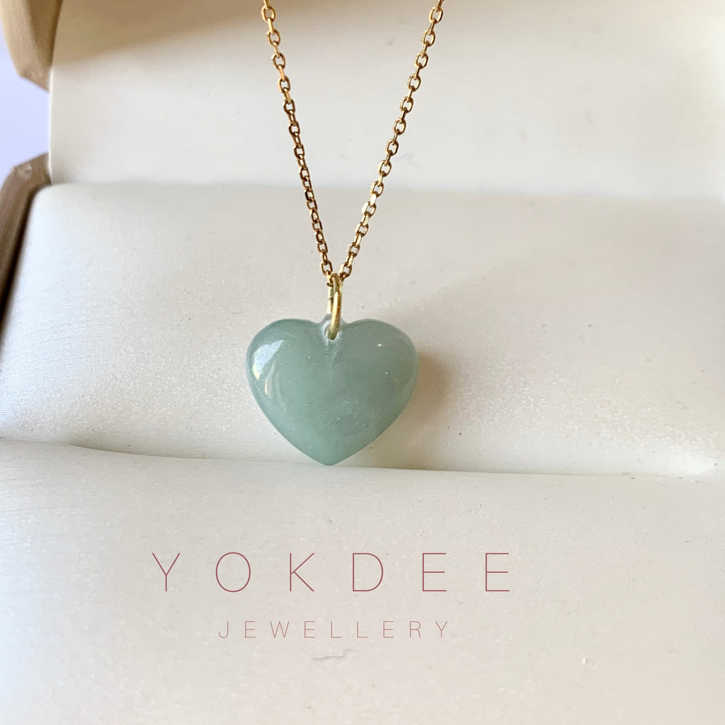 A-Grade Bluish Green Jadeite Bespoke Heart Pendant No.172000