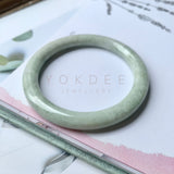 52.6mm A-Grade Natural Light Green Jadeite Traditional Round Bangle No.151955