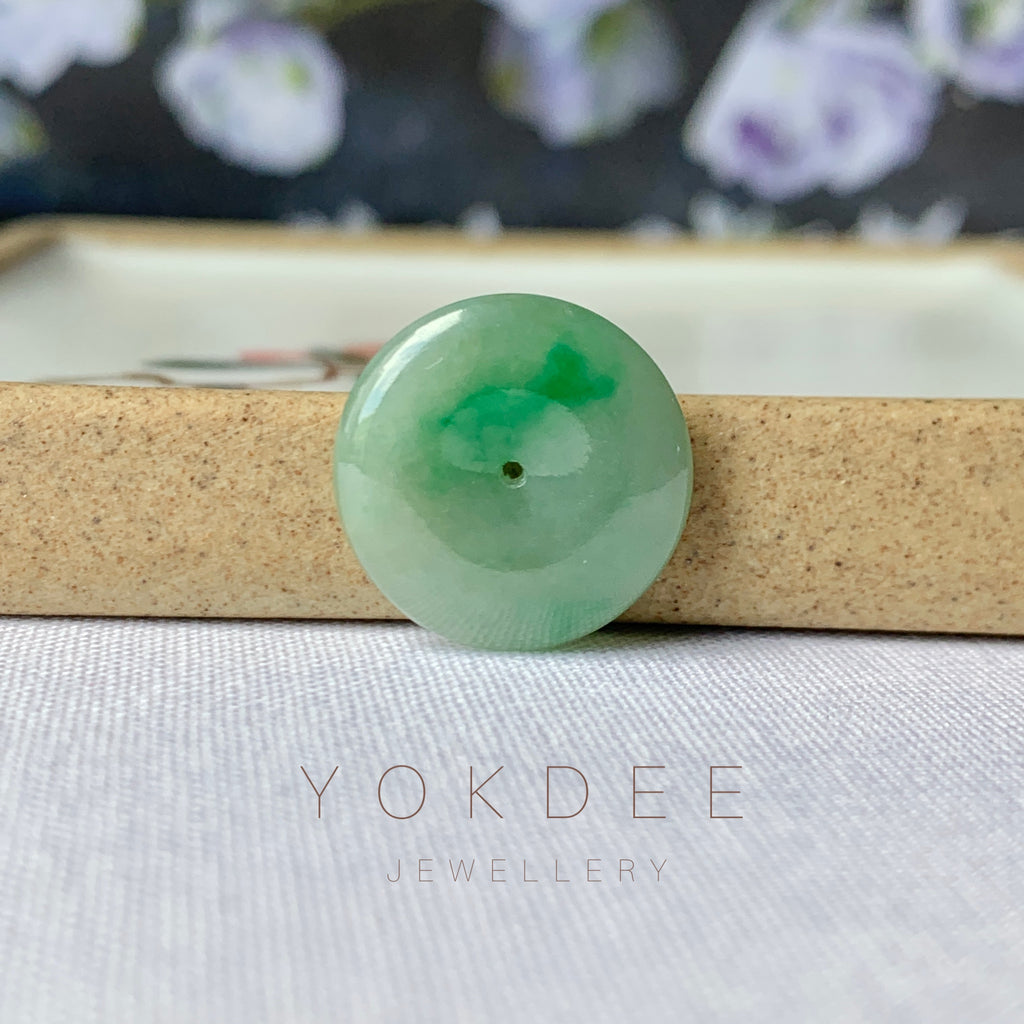 SOLD OUT: A-Grade Natural Green Jadeite Donut Pendant No.171864