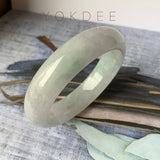 54.1mm A-Grade Natural Light Green Jadeite Modern Round Bangle No.151893