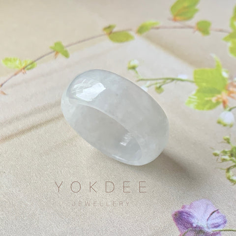 15.1mm A-Grade Natural White Jadeite Ring Band No.162237