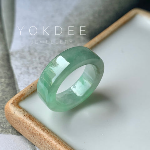 SOLD OUT: 15.5mm A-Grade Natural  Green Jadeite Ring Band No.220582