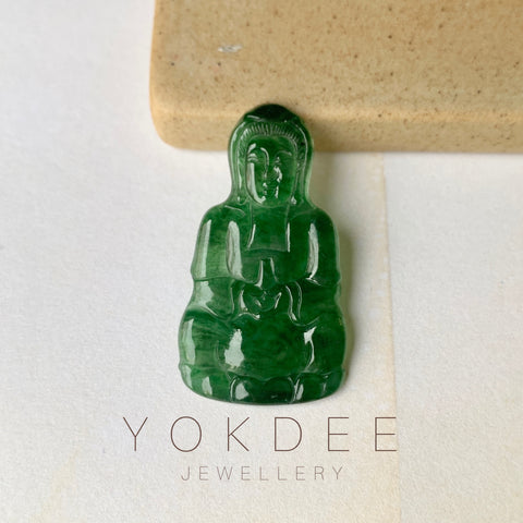 A-Grade Natural Imperial Green Jadeite Goddess of Mercy Pendant No.171820