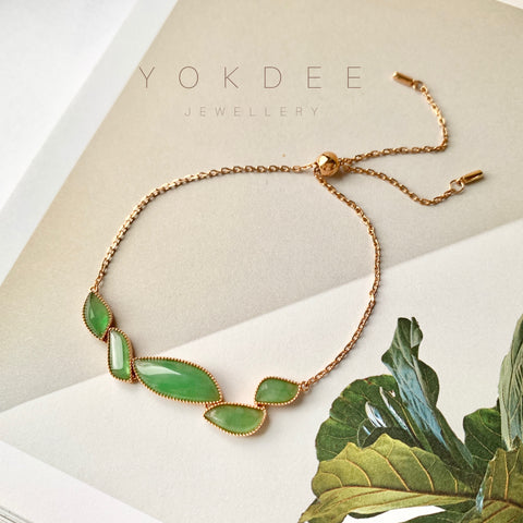 A-Grade Natural Imperial Green Jadeite Pebble Mosaic Bracelet No.190349