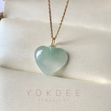 SOLD OUT: A-Grade Bluish Green Jadeite Bespoke Heart Pendant No.172004