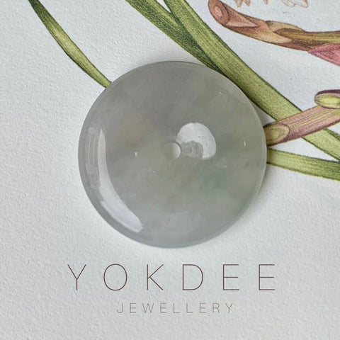 A-Grade Natural Light Lavender Green Jadeite Donut Pendant No.171316