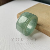 20.2mm A-Grade Natural Bluish Green Jadeite Archer Ring Band No.162250