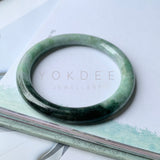 SOLD OUT: 51.5mm A-Grade Natural Green Jadeite Traditional Round Bangle No.151957