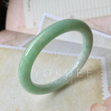 SOLD OUT: 54.9mm A-Grade Natural Green Jadeite Traditional Round Bangle No.151930