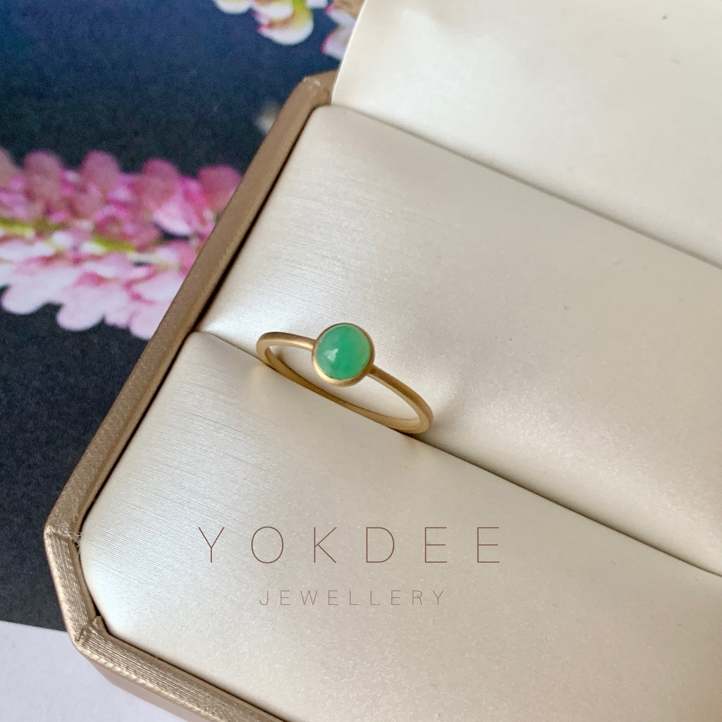 SOLD OUT: 16.2mm A-Grade Natural Apple Green Jadeite MINI.malist Ring No.162228