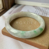 55.5 mm A-Grade Natural Lavender Green Jadeite Modern Round Bangle No.151932