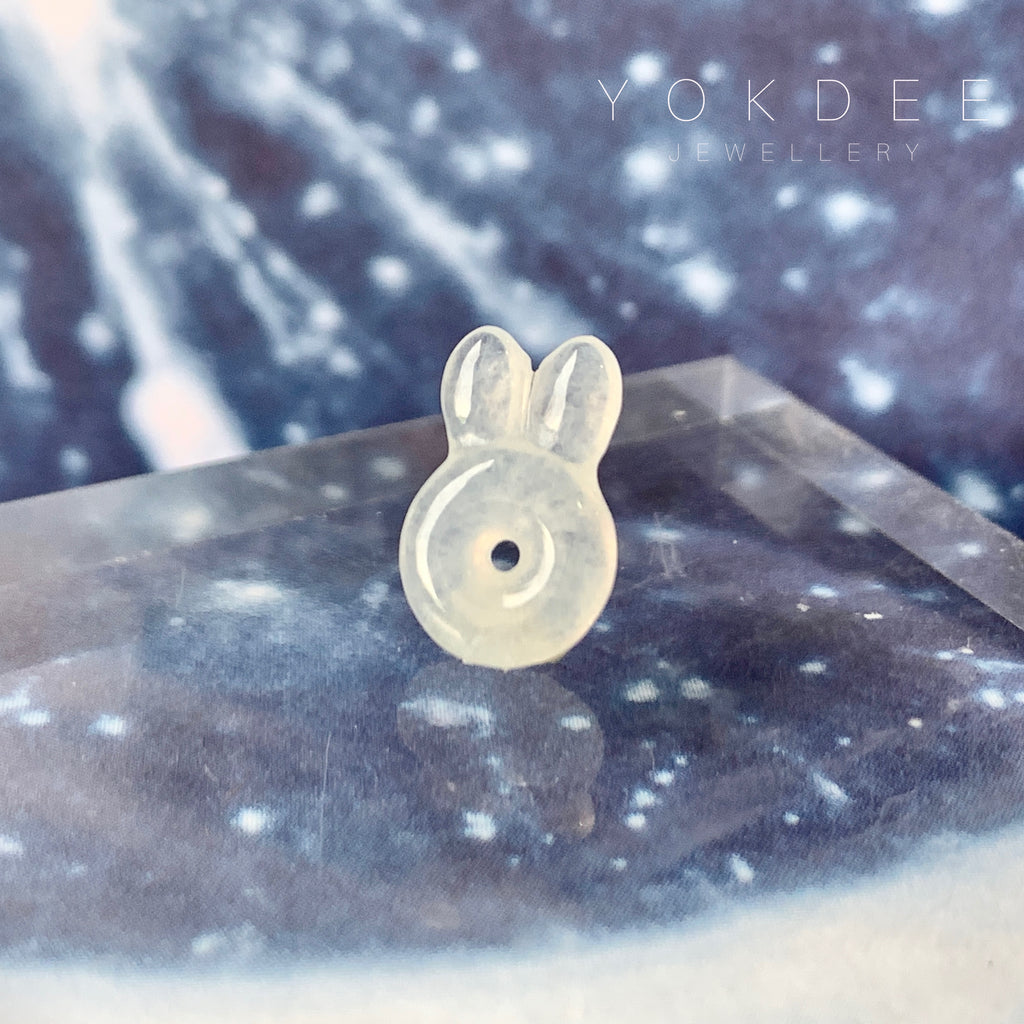 Icy A-Grade Natural White Jadeite Bunny Pendant No.172059